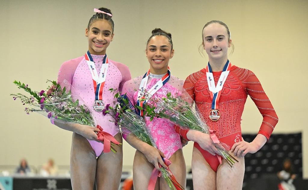 Hezly Rivera and teammates on the podium at the 2026 Winter Cup